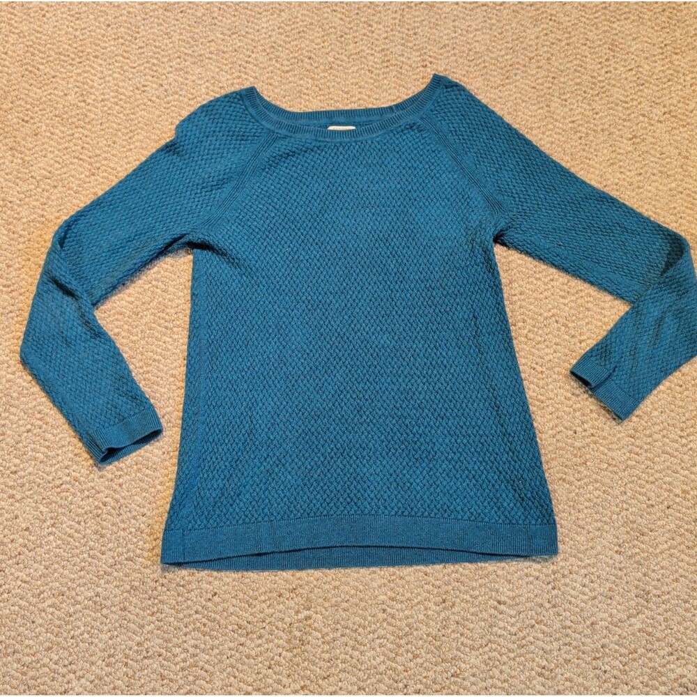 Sonoma Life Style Pullover Sweater Womens M Teal Lightweight Basketweave